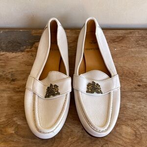 RALPH LAUREN Vtg 80’s White Leather Loafers Crest Bench Made Maine USA 10M RARE!